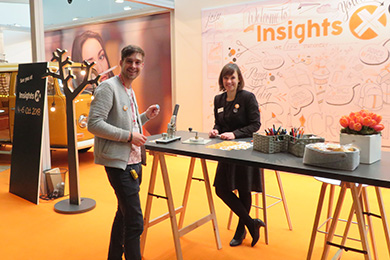 Nicole Lipfert, Senior Project Manager for Insights-X, at the Insights-X booth during Spielwarenmesse